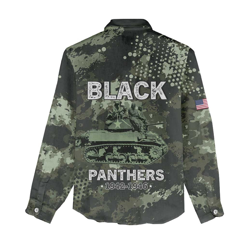 761st Tank Battalion Black Panthers Women Casual Shirt WWII Military Camouflage - African Pride