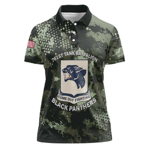761st Tank Battalion Black Panthers Women Polo Shirt WWII Military Camouflage - African Pride
