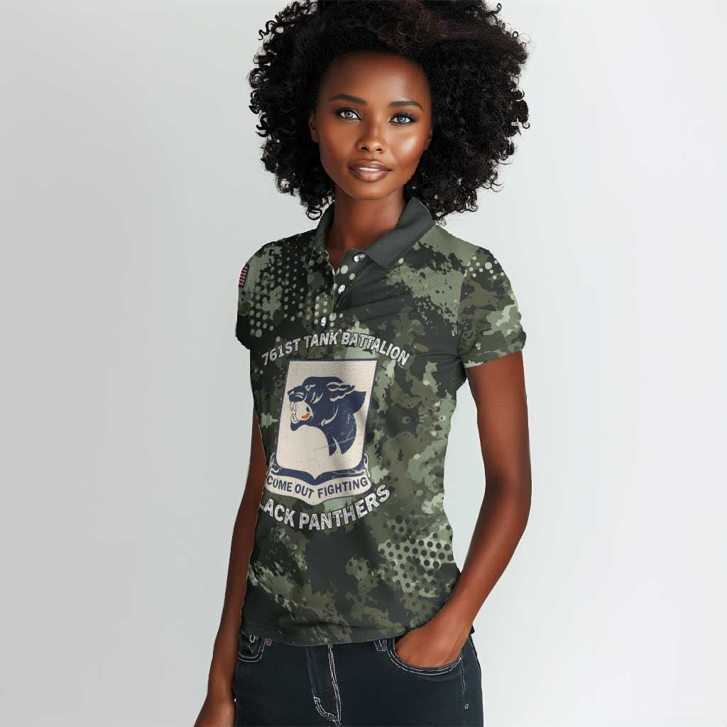 761st Tank Battalion Black Panthers Women Polo Shirt WWII Military Camouflage - African Pride
