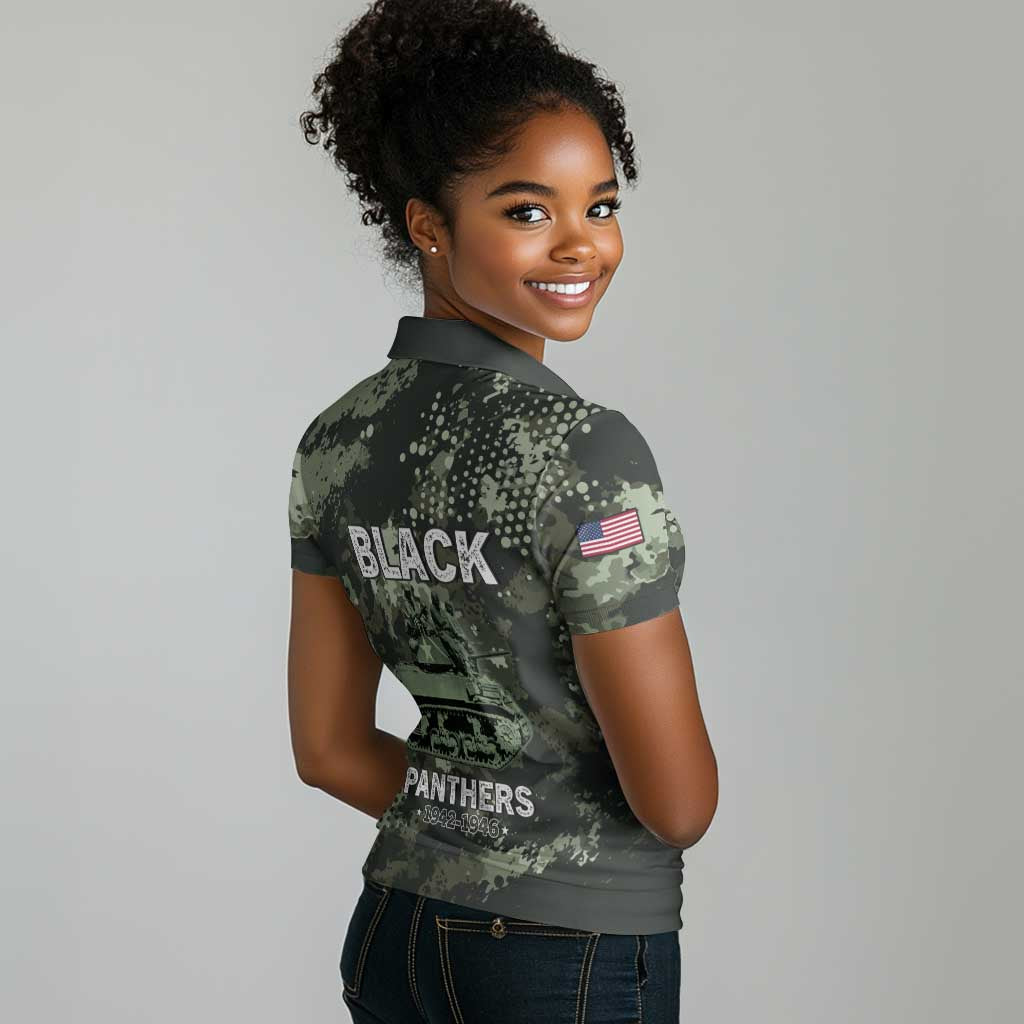 761st Tank Battalion Black Panthers Women Polo Shirt WWII Military Camouflage - African Pride