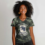 761st Tank Battalion Black Panthers Women V-Neck T-Shirt WWII Military Camouflage - African Pride