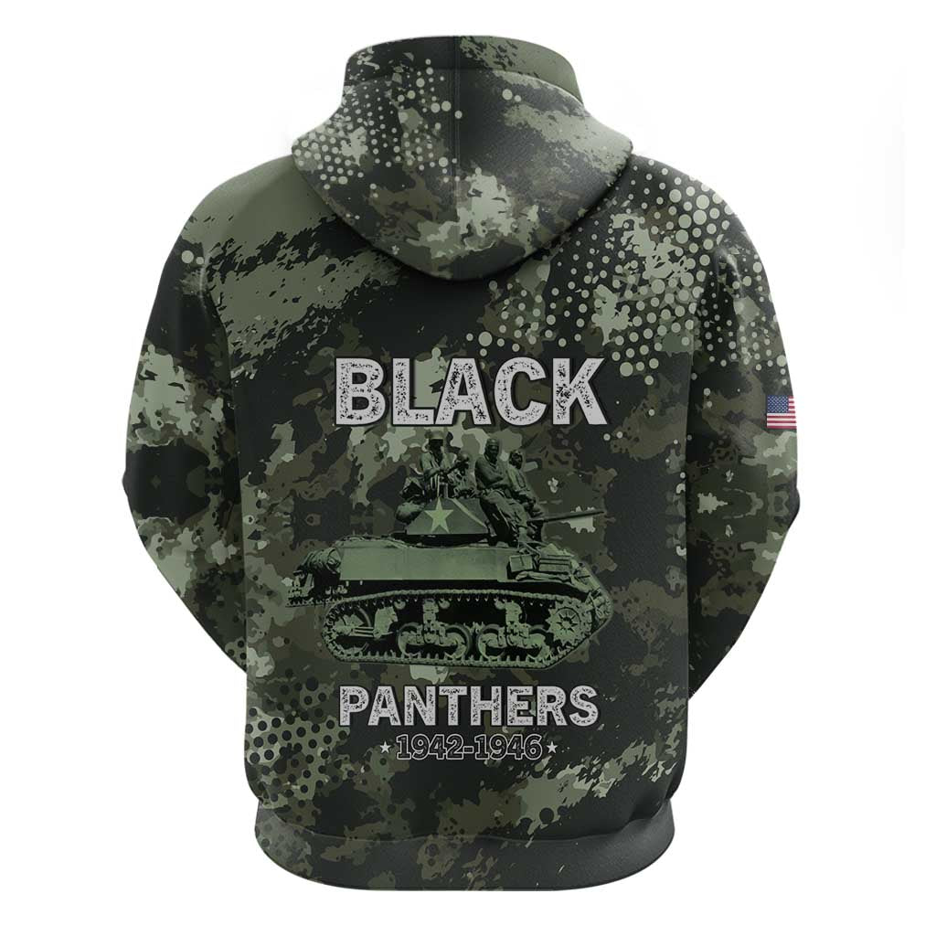761st Tank Battalion Black Panthers Zip Hoodie WWII Military Camouflage - African Pride