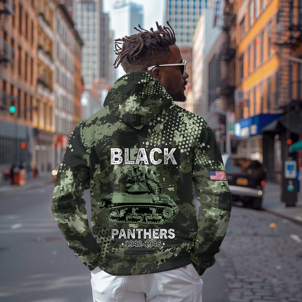 761st Tank Battalion Black Panthers Zip Hoodie WWII Military Camouflage - African Pride