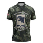 761st Tank Battalion Black Panthers Zipper Polo Shirt WWII Military Camouflage - African Pride