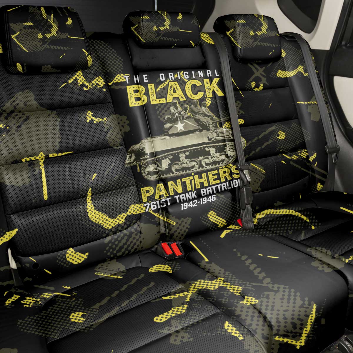 The Original Black Panthers 761st Tank Battalion Back Car Seat Cover African American Heroes - African Pride