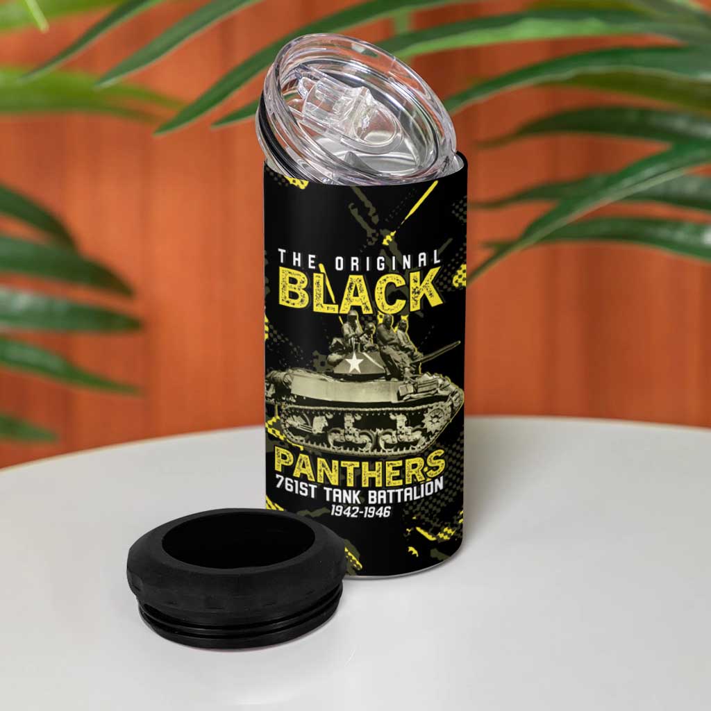 The Original Black Panthers 761st Tank Battalion 4 in 1 Can Cooler Tumbler African American Heroes - African Pride