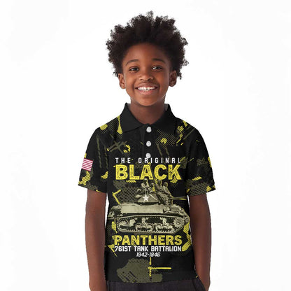 The Original Black Panthers 761st Tank Battalion Kid Polo Shirt African American Heroes - African Pride