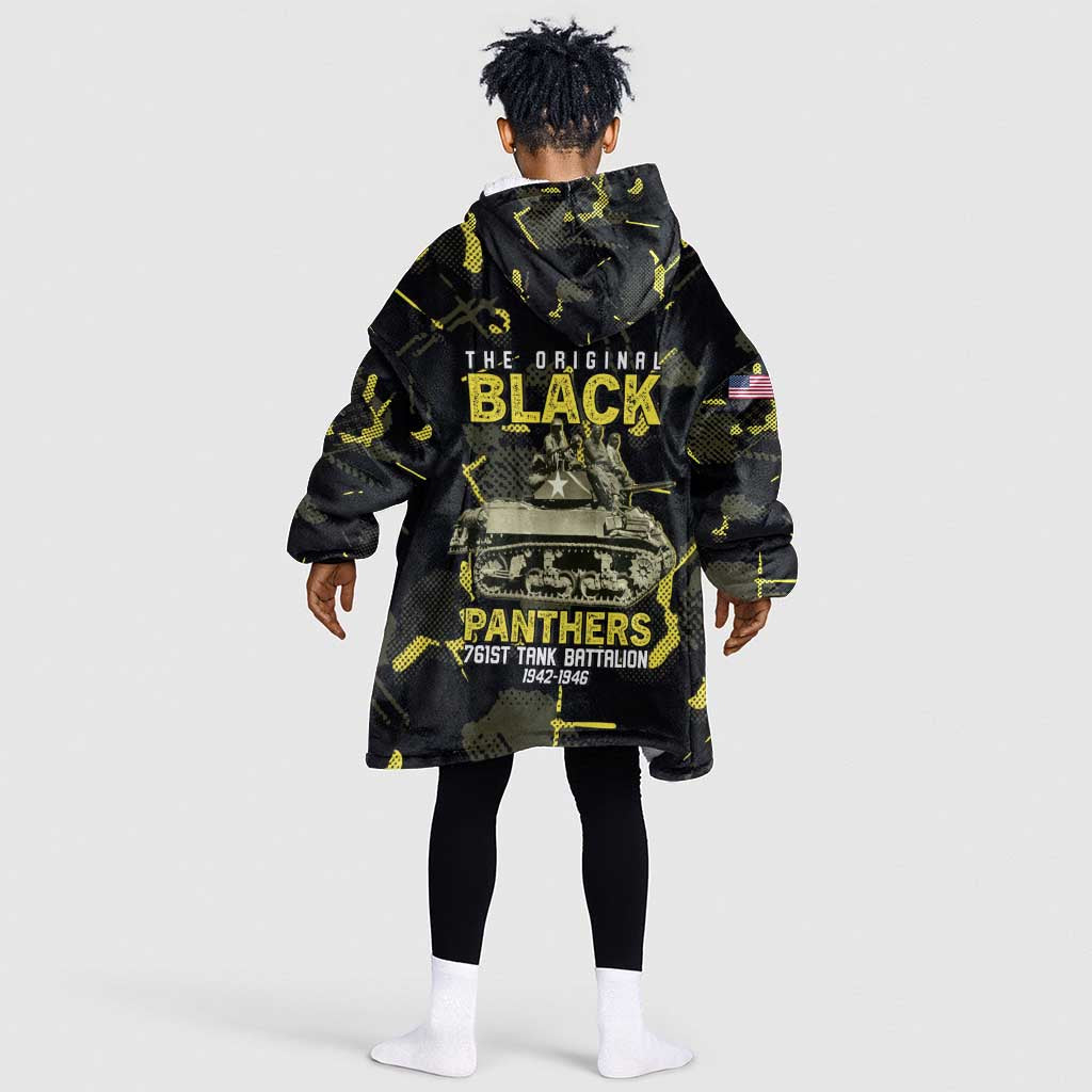 The Original Black Panthers 761st Tank Battalion Kid Wearable Blanket Hoodie African American Heroes - African Pride