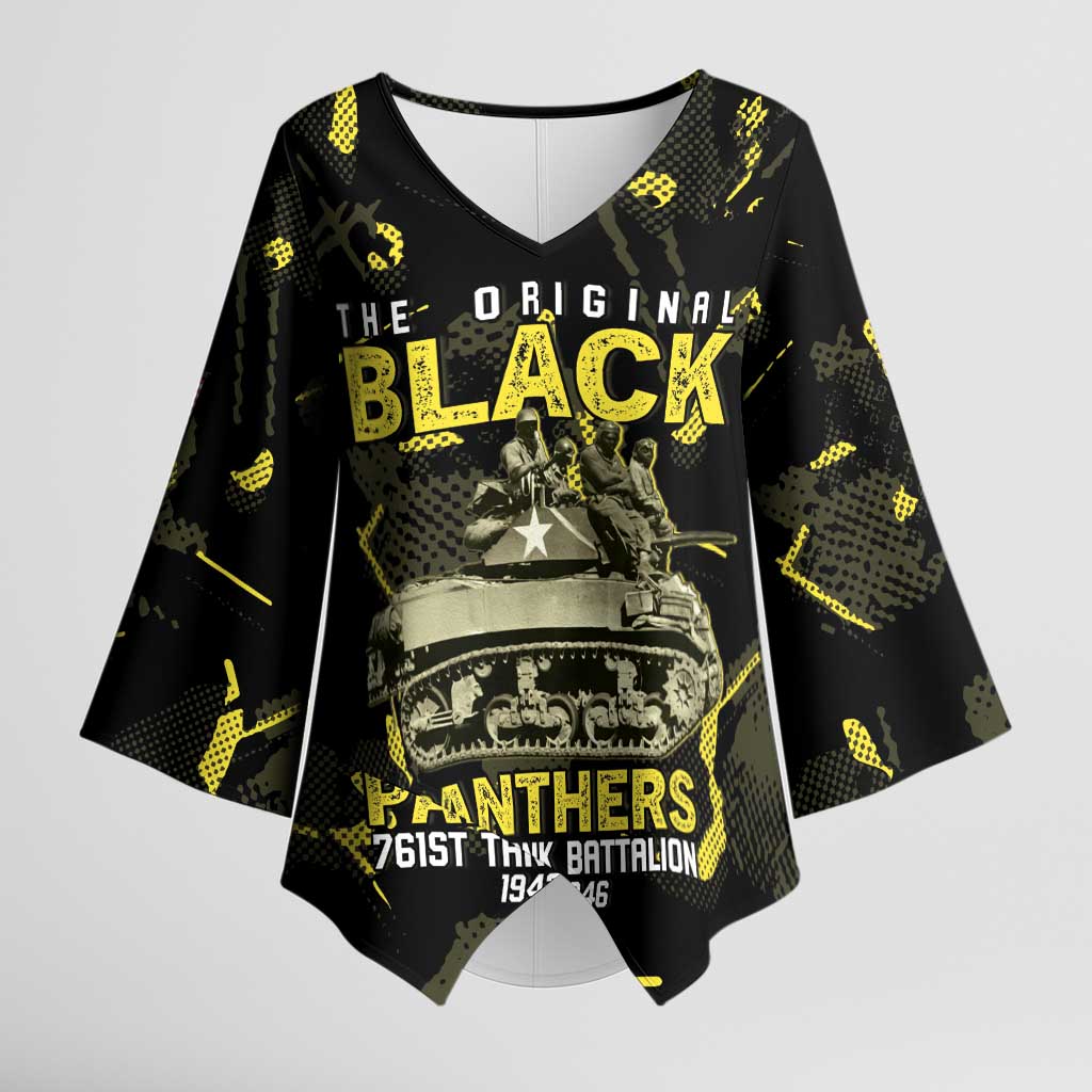 The Original Black Panthers 761st Tank Battalion Kimono Sleeve Blouse African American Heroes - African Pride