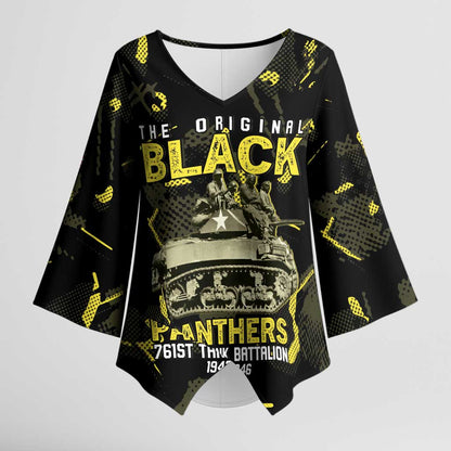 The Original Black Panthers 761st Tank Battalion Kimono Sleeve Blouse African American Heroes - African Pride