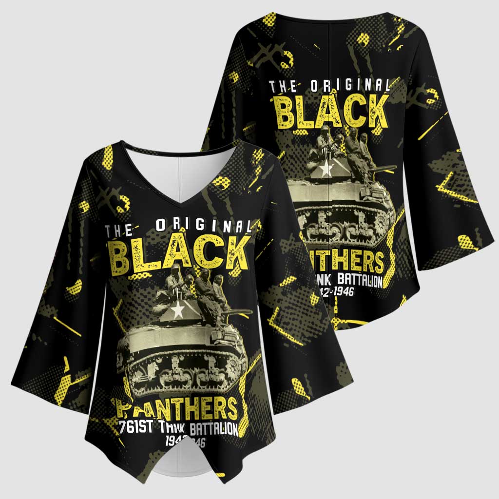 The Original Black Panthers 761st Tank Battalion Kimono Sleeve Blouse African American Heroes - African Pride