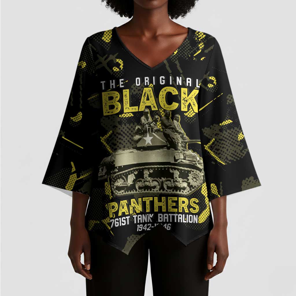 The Original Black Panthers 761st Tank Battalion Kimono Sleeve Blouse African American Heroes - African Pride