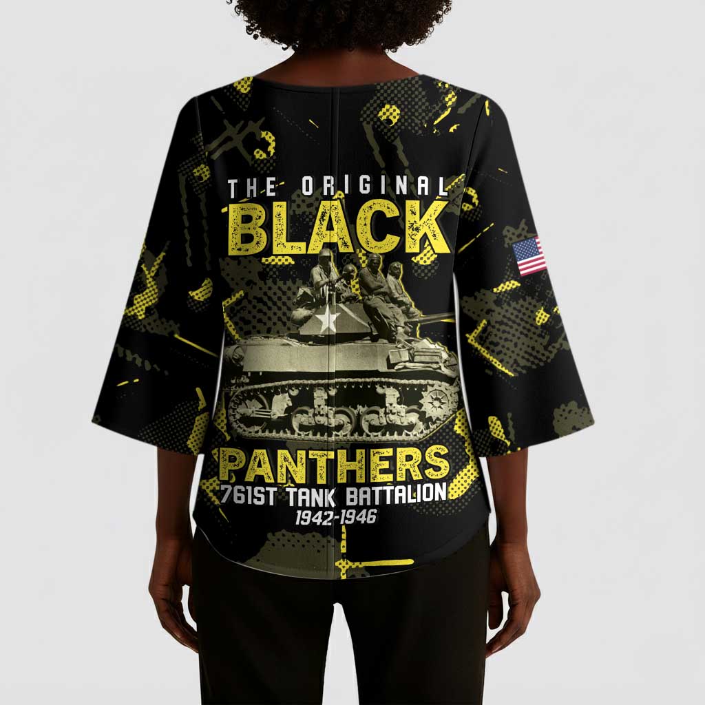 The Original Black Panthers 761st Tank Battalion Kimono Sleeve Blouse African American Heroes - African Pride