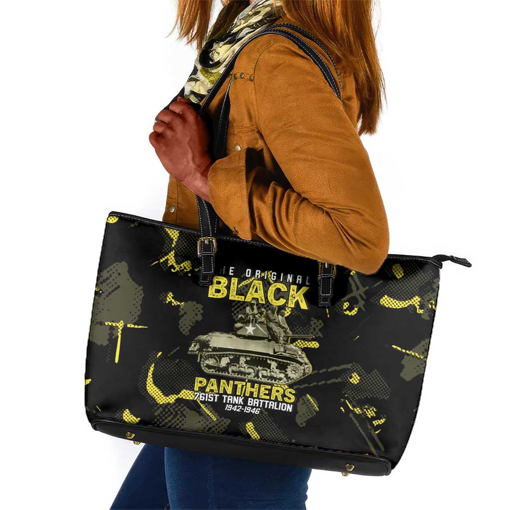 The Original Black Panthers 761st Tank Battalion Leather Tote Bag African American Heroes - African Pride