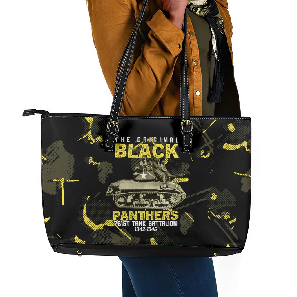 The Original Black Panthers 761st Tank Battalion Leather Tote Bag African American Heroes - African Pride