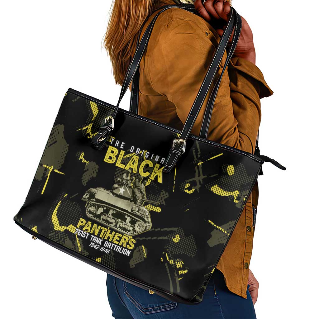 The Original Black Panthers 761st Tank Battalion Leather Tote Bag African American Heroes - African Pride