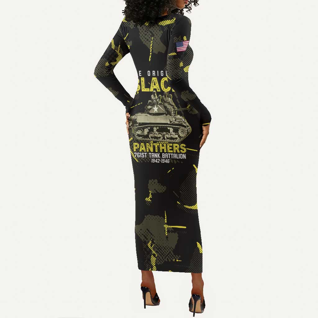 The Original Black Panthers 761st Tank Battalion Long Sleeve Bodycon Dress African American Heroes - African Pride