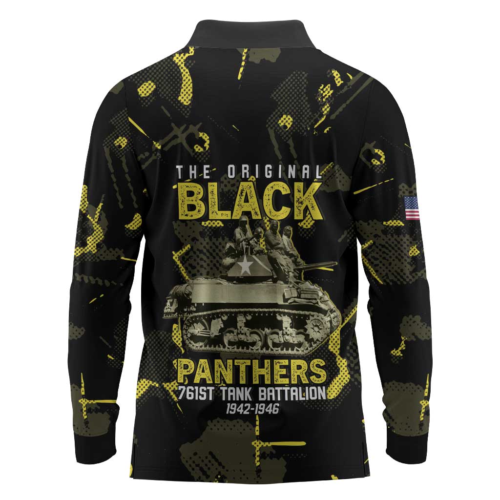 The Original Black Panthers 761st Tank Battalion Long Sleeve Polo Shirt African American Heroes - African Pride