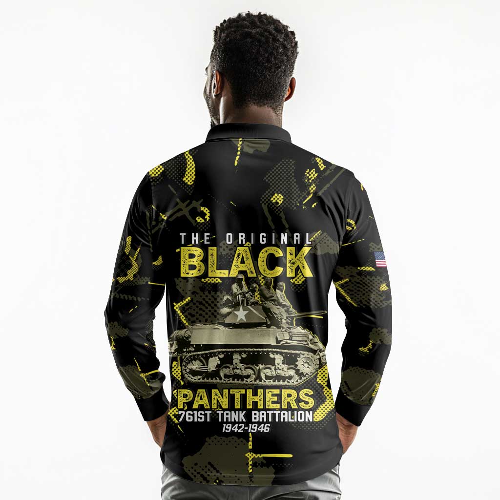 The Original Black Panthers 761st Tank Battalion Long Sleeve Polo Shirt African American Heroes - African Pride