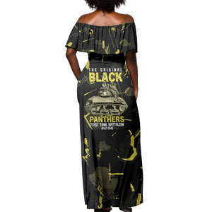 The Original Black Panthers 761st Tank Battalion Off Shoulder Maxi Dress African American Heroes - African Pride