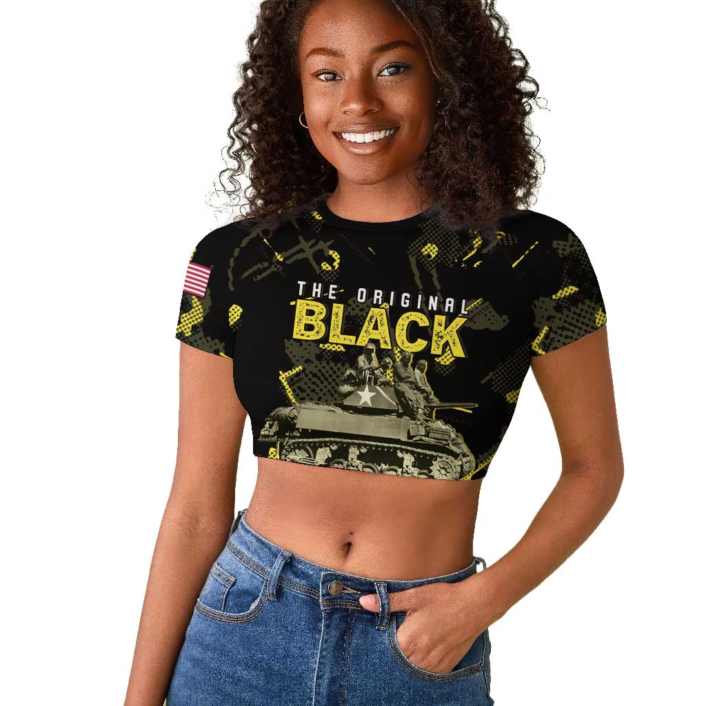 The Original Black Panthers 761st Tank Battalion Raglan Cropped T shirt African American Heroes - African Pride