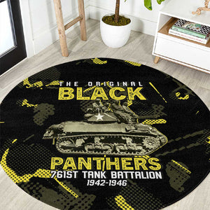 The Original Black Panthers 761st Tank Battalion Round Carpet African American Heroes - African Pride