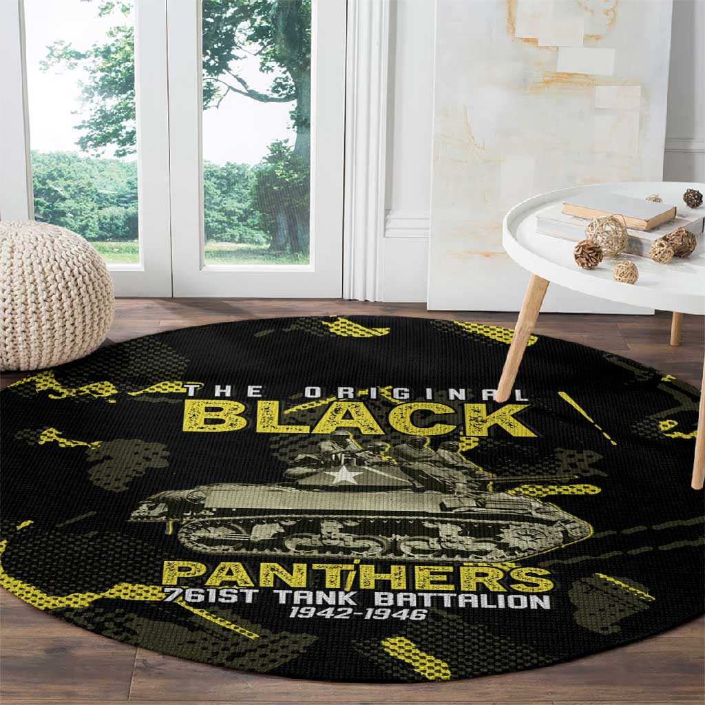 The Original Black Panthers 761st Tank Battalion Round Carpet African American Heroes - African Pride