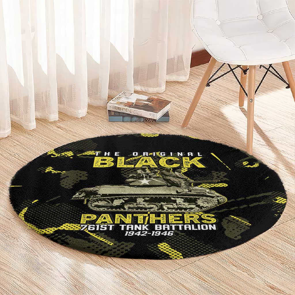 The Original Black Panthers 761st Tank Battalion Round Carpet African American Heroes - African Pride