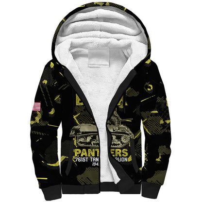 The Original Black Panthers 761st Tank Battalion Sherpa Hoodie African American Heroes - African Pride