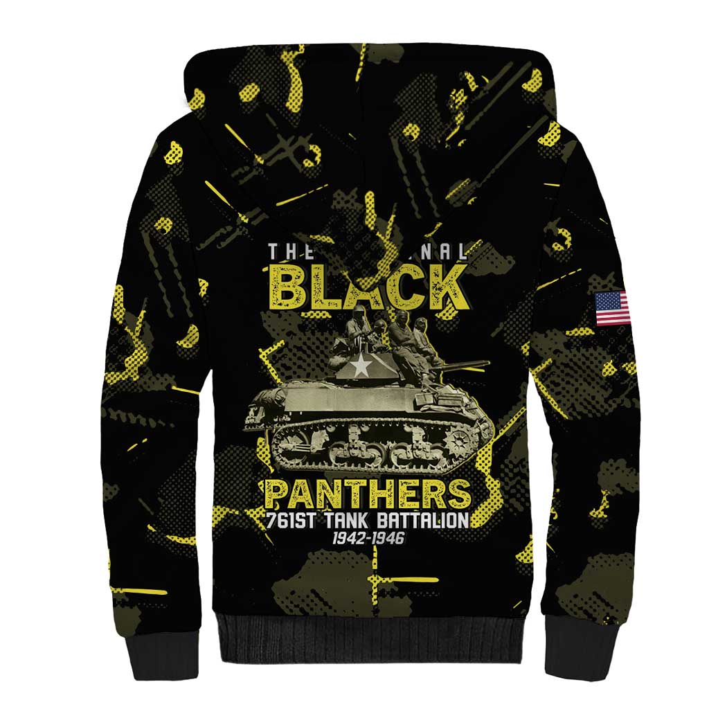 The Original Black Panthers 761st Tank Battalion Sherpa Hoodie African American Heroes - African Pride