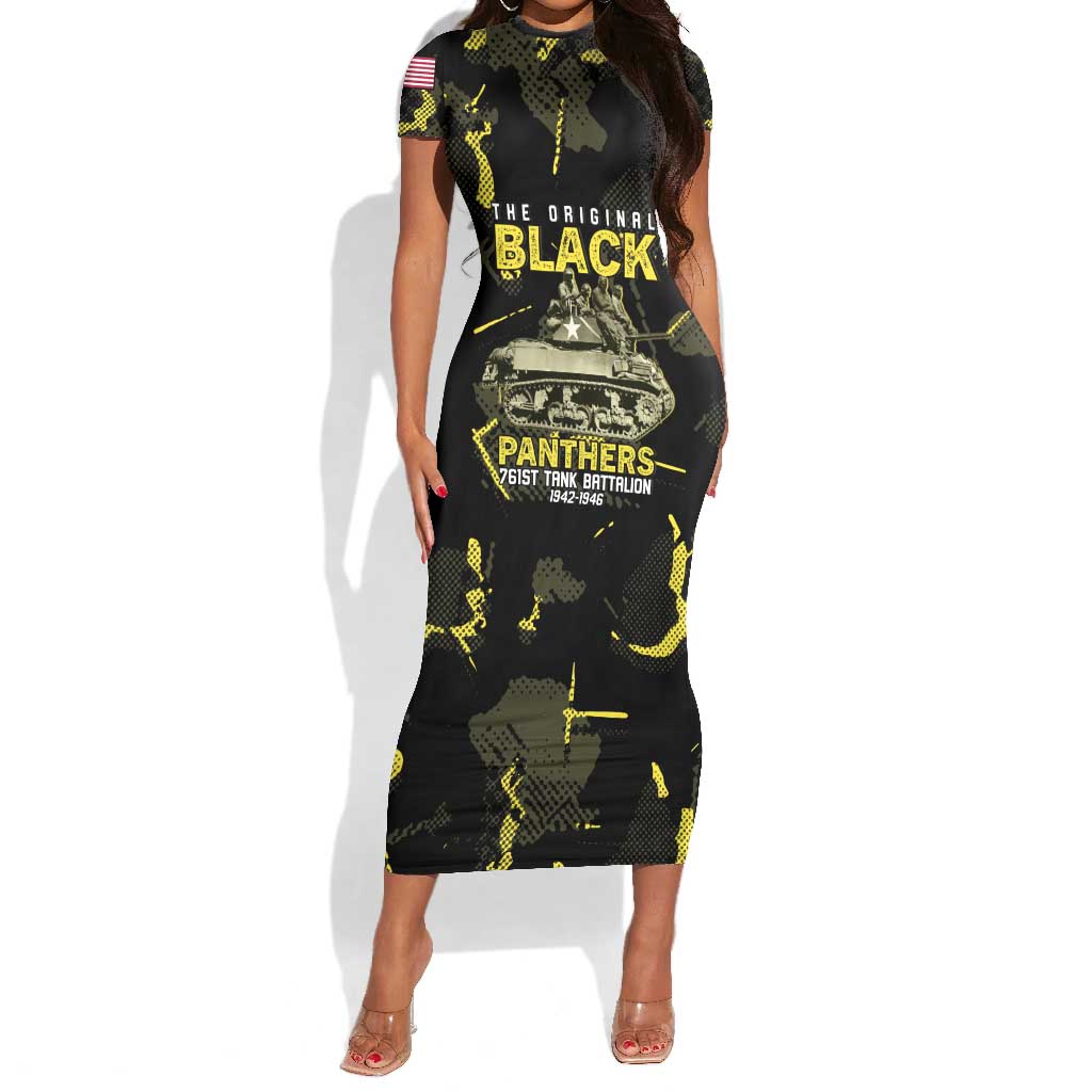 The Original Black Panthers 761st Tank Battalion Short Sleeve Bodycon Dress African American Heroes - African Pride