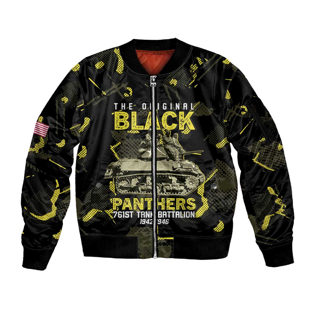 The Original Black Panthers 761st Tank Battalion Sleeve Zip Bomber Jacket African American Heroes - African Pride