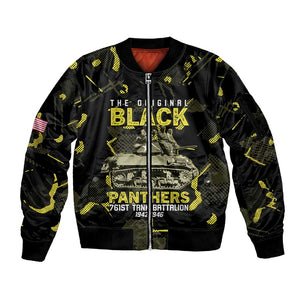 The Original Black Panthers 761st Tank Battalion Sleeve Zip Bomber Jacket African American Heroes - African Pride
