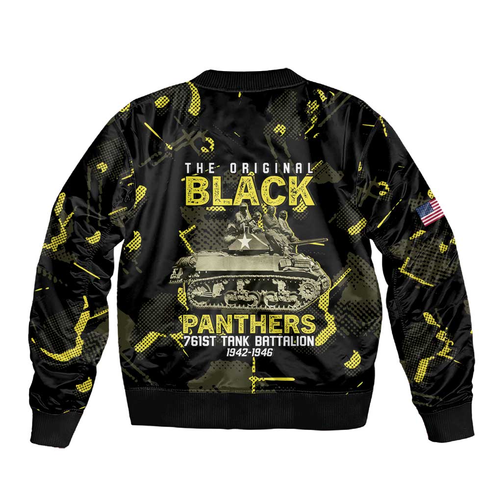 The Original Black Panthers 761st Tank Battalion Sleeve Zip Bomber Jacket African American Heroes - African Pride