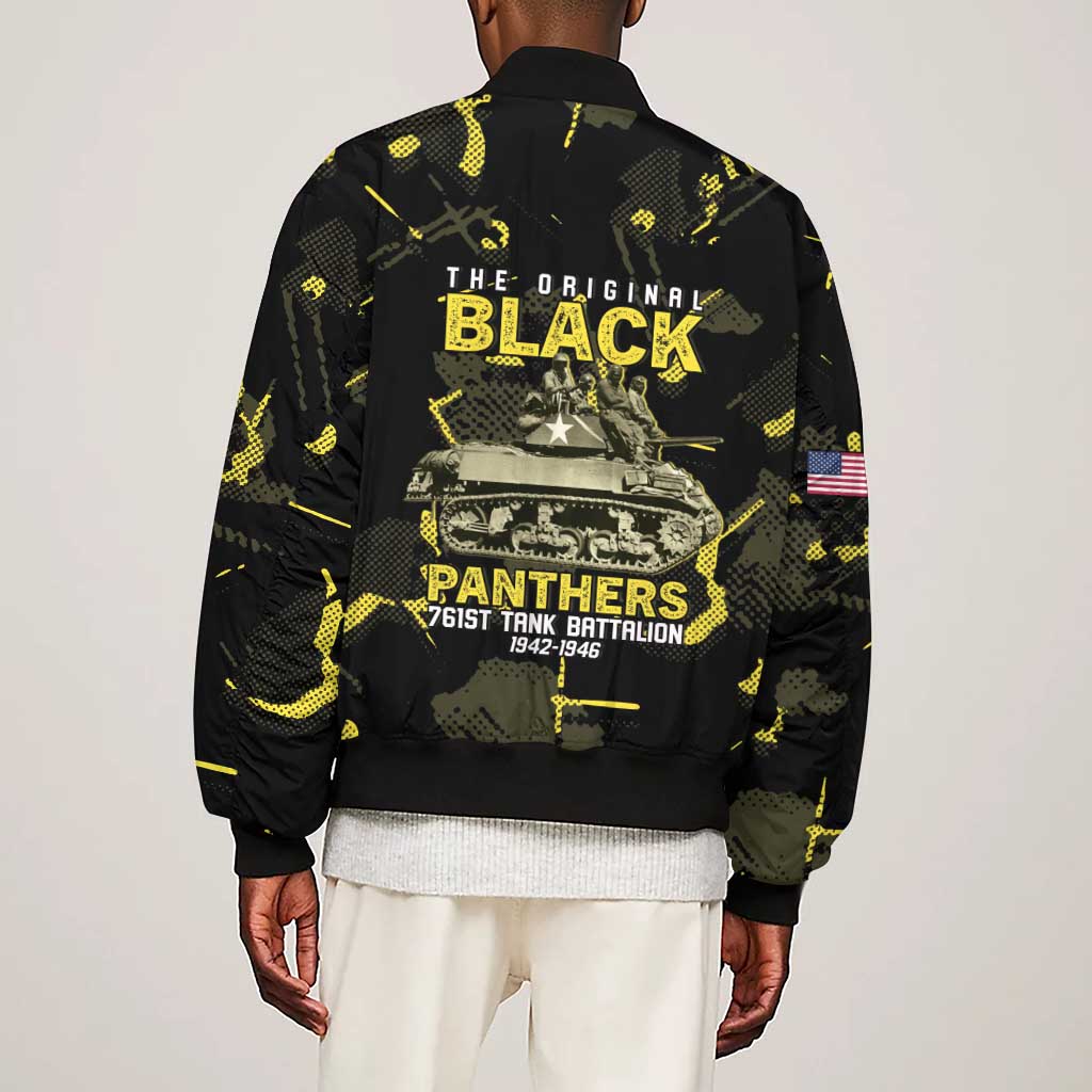 The Original Black Panthers 761st Tank Battalion Sleeve Zip Bomber Jacket African American Heroes - African Pride