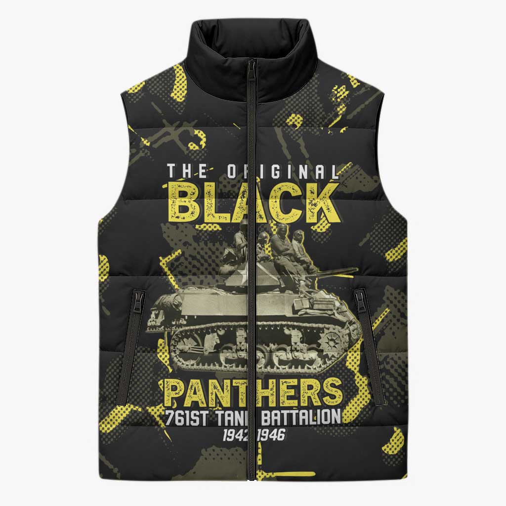 The Original Black Panthers 761st Tank Battalion Sleeveless Puffer Jacket African American Heroes - African Pride
