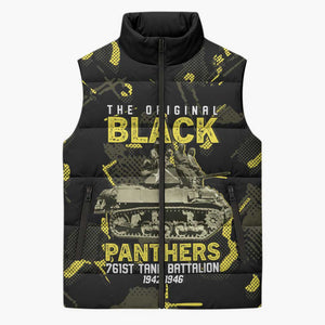 The Original Black Panthers 761st Tank Battalion Sleeveless Puffer Jacket African American Heroes - African Pride