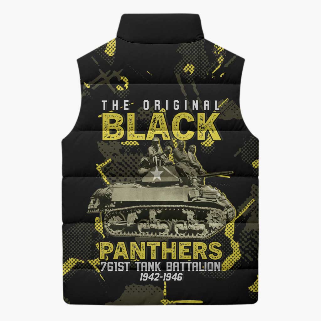 The Original Black Panthers 761st Tank Battalion Sleeveless Puffer Jacket African American Heroes - African Pride