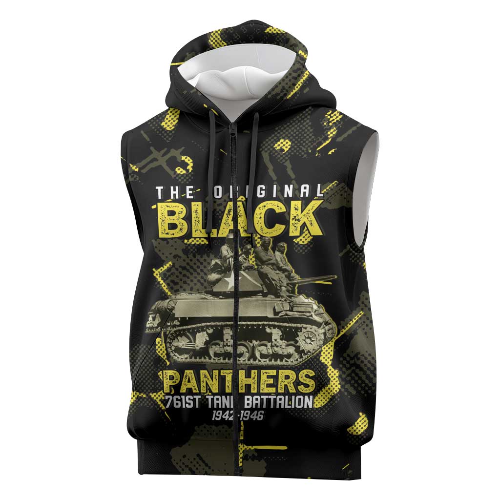 The Original Black Panthers 761st Tank Battalion Sleeveless Zip Hoodie African American Heroes - African Pride