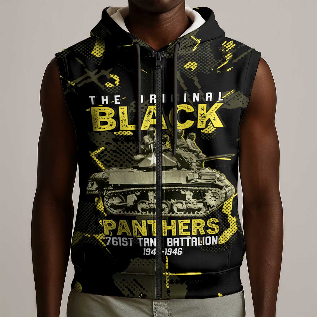 The Original Black Panthers 761st Tank Battalion Sleeveless Zip Hoodie African American Heroes - African Pride