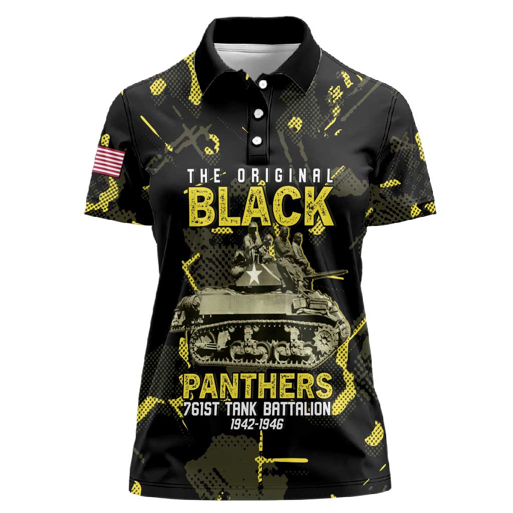 The Original Black Panthers 761st Tank Battalion Women Polo Shirt African American Heroes - African Pride
