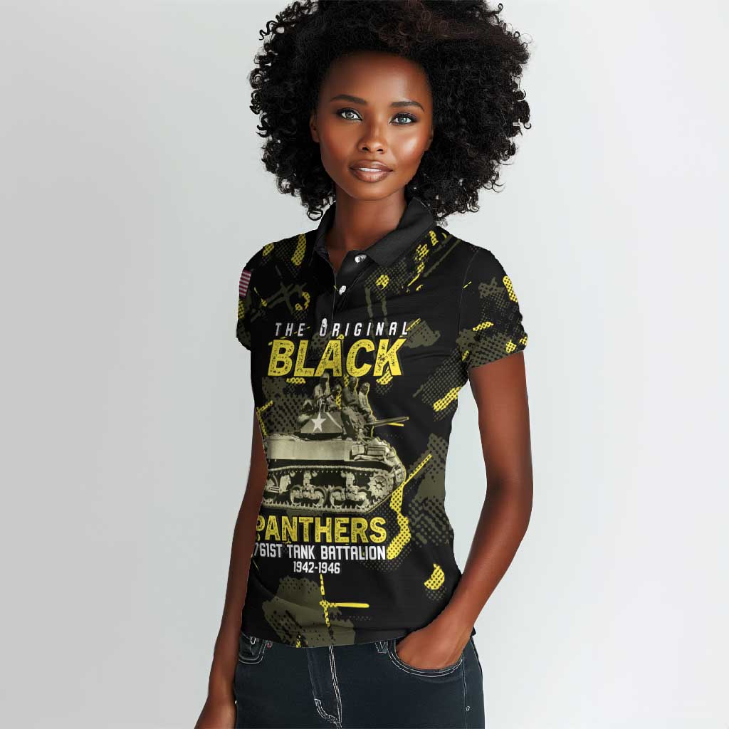 The Original Black Panthers 761st Tank Battalion Women Polo Shirt African American Heroes - African Pride