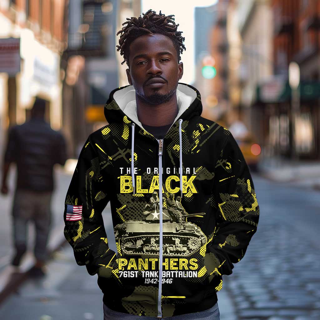 The Original Black Panthers 761st Tank Battalion Zip Hoodie African American Heroes - African Pride