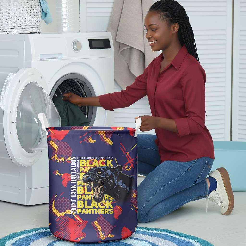 761st Tank Battalion Black Panthers Laundry Basket Legendary African American WWII - African Pride