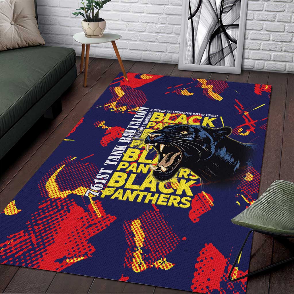 761st Tank Battalion Black Panthers Area Rug Legendary African American WWII - African Pride