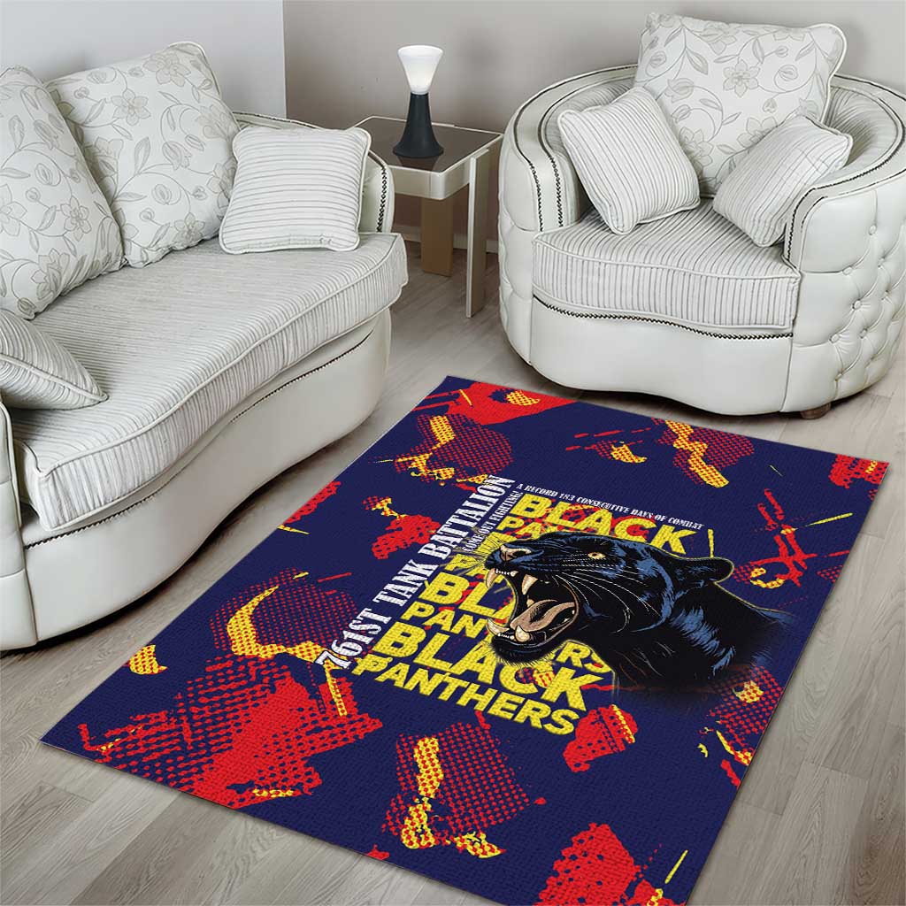 761st Tank Battalion Black Panthers Area Rug Legendary African American WWII - African Pride
