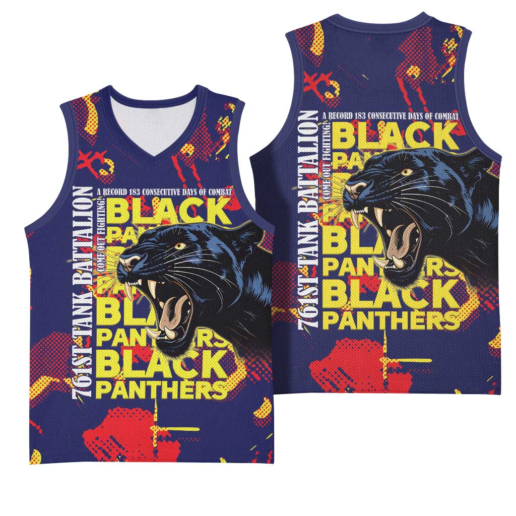 761st Tank Battalion Black Panthers Basketball Jersey Legendary African American WWII - African Pride