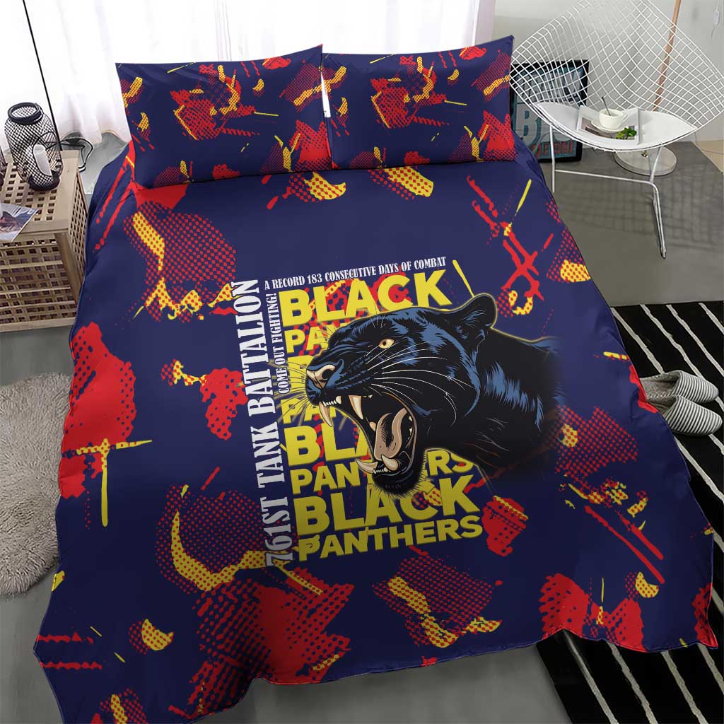 761st Tank Battalion Black Panthers Bedding Set Legendary African American WWII - African Pride