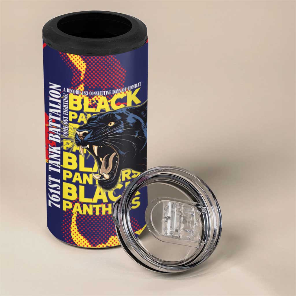 761st Tank Battalion Black Panthers 4 in 1 Can Cooler Tumbler Legendary African American WWII - African Pride
