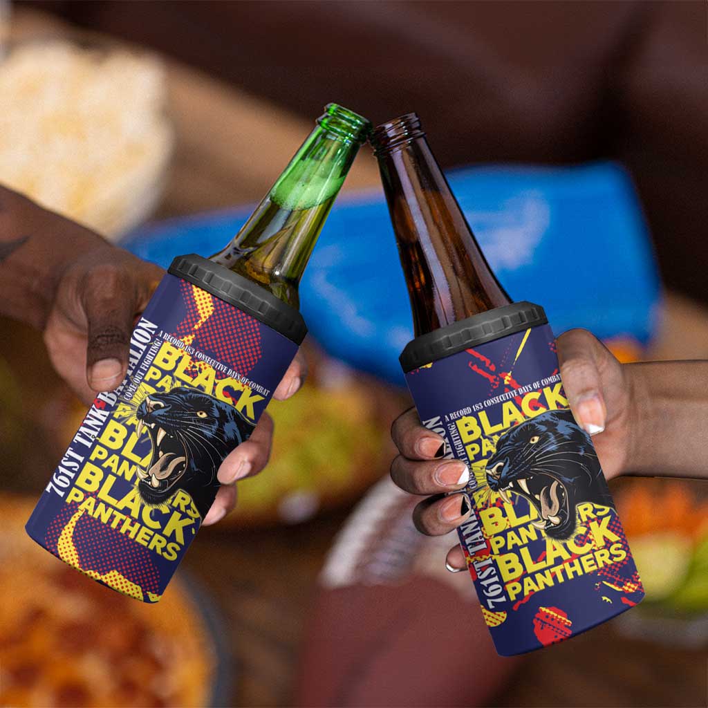 761st Tank Battalion Black Panthers 4 in 1 Can Cooler Tumbler Legendary African American WWII - African Pride